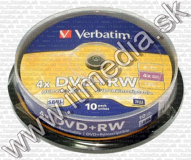 Verbatim DVD+RW 4x 10cake (43488) (IT4841) Image of Verbatim DVD+RW 4x 10cake (43488) (IT4841)