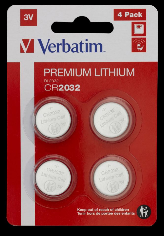 Image of Verbatim Button Battery CR2032 *Lithium* 4-blister 49533 (IT14842)