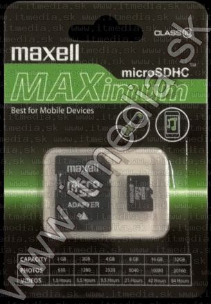 Maxell Maximum microSD-HC card 32GB Class10 + adapter (IT13509) Image of Maxell Maximum microSD-HC card 32GB Class10 + adapter (IT13509)